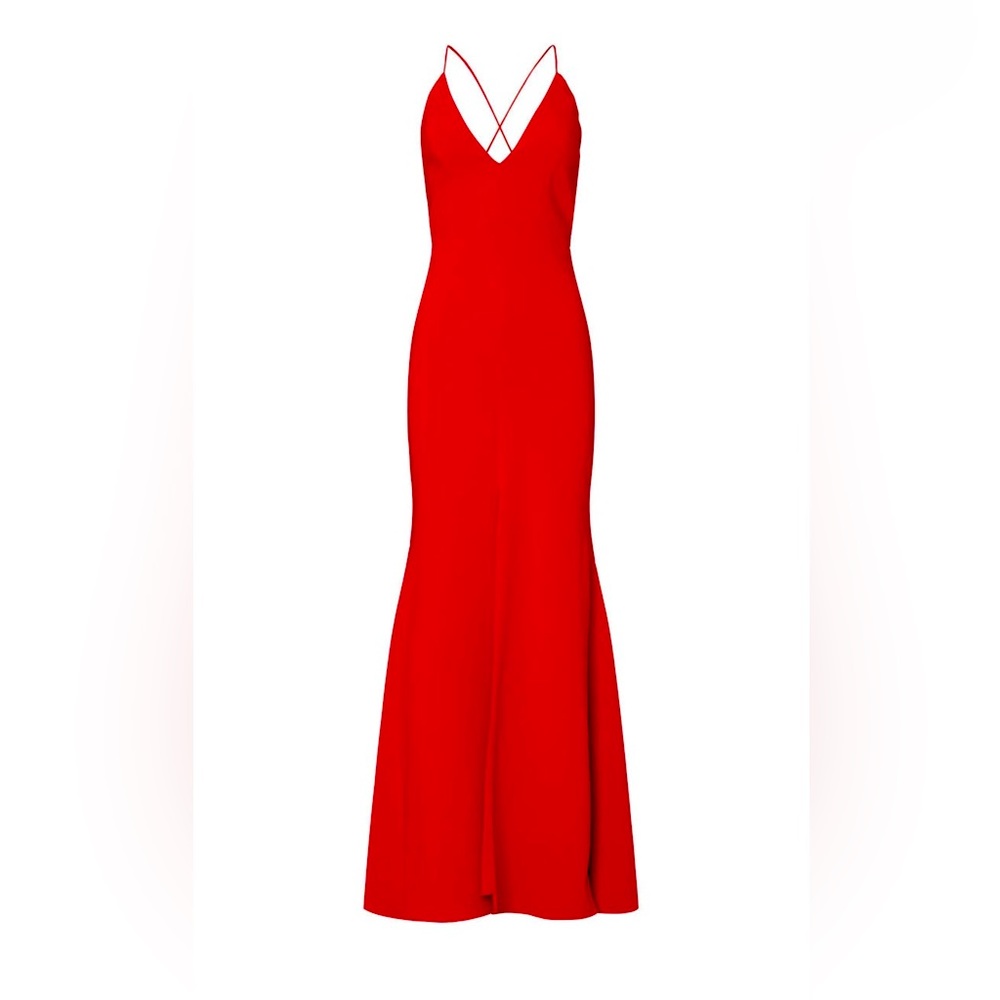 Aidan Maddox Stunning Red Plunging V Neck Dress, perfect for Prom